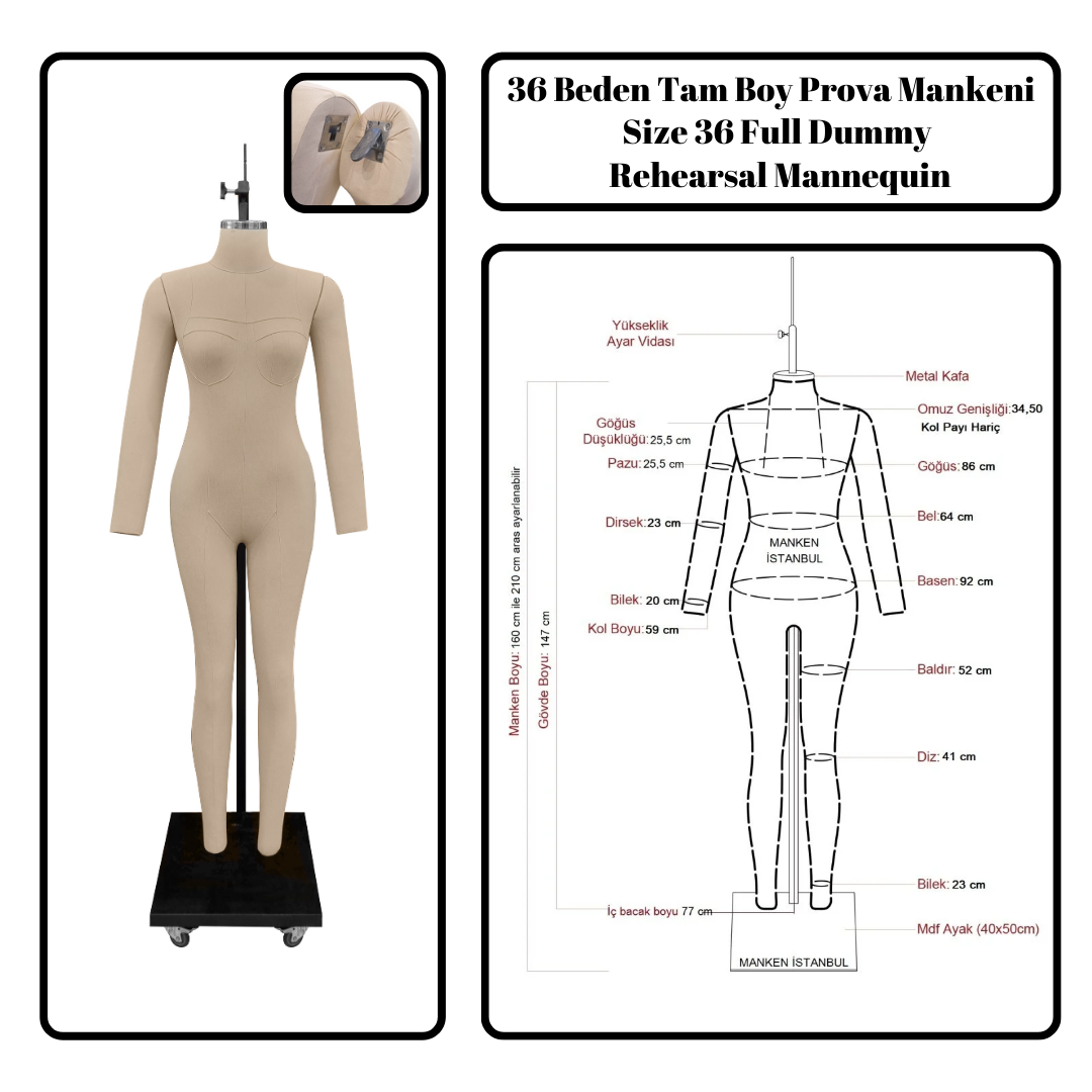 Profesyonel 36 Beden Boy Terzi Prova Mankeni - Fit Mankeni