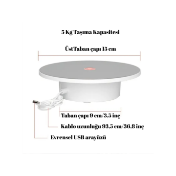 Işıklı 360 Derece Çift Yönlü Döner Platform Çekim Standı