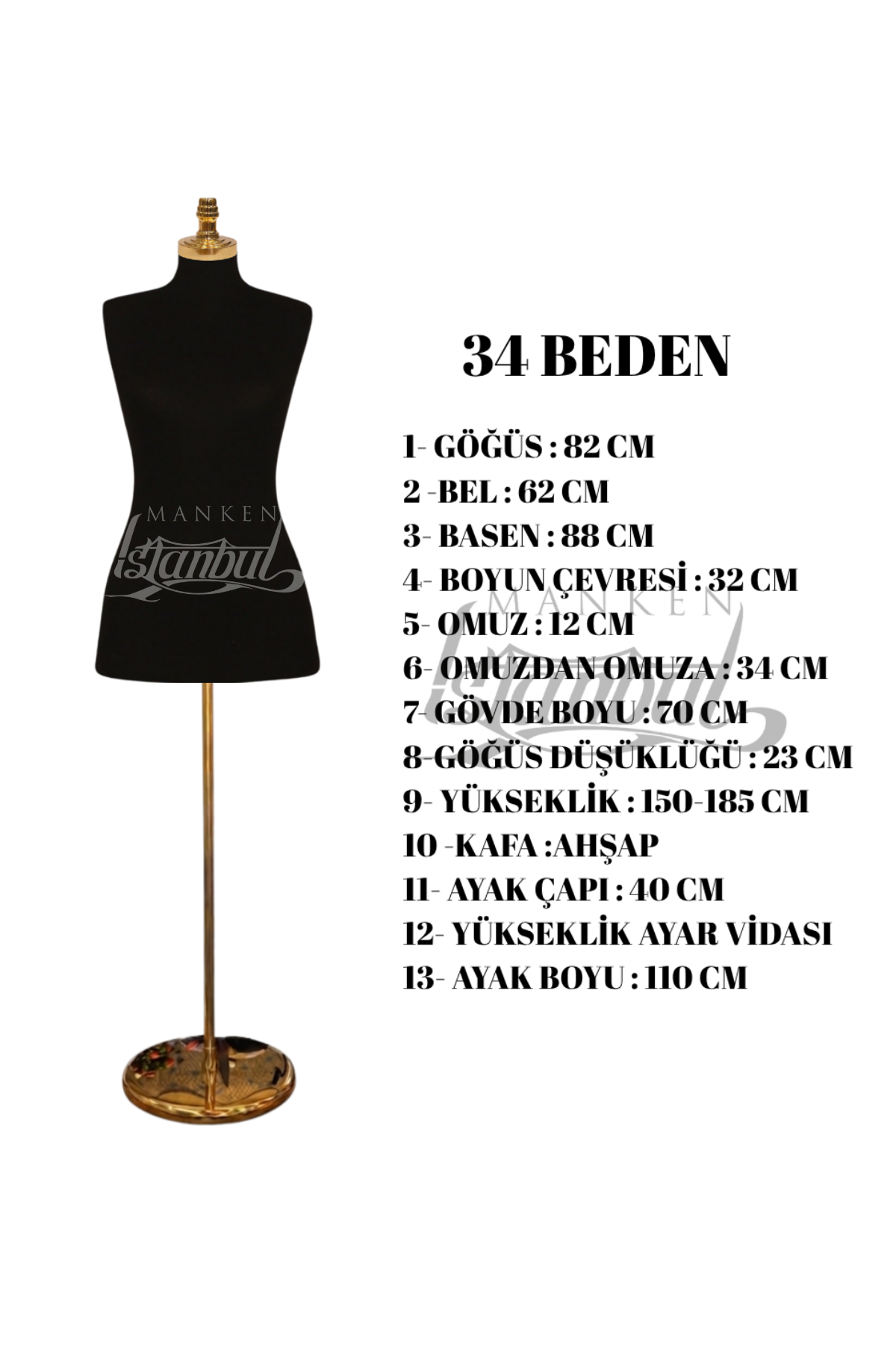 İğne Batabilen Terzi Mankeni 34-46 Arası 34 beden