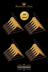 Business Class 5 Adet 44 Cm Kadife Ahşap Takım Elbise Ceket askısı 20 ADET