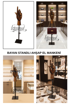 Siyah Yükseklik Ayarlı Eskiz Ahşap Model El Mankeni