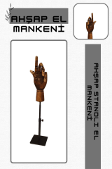 Siyah Yükseklik Ayarlı Eskiz Ahşap Model El Mankeni