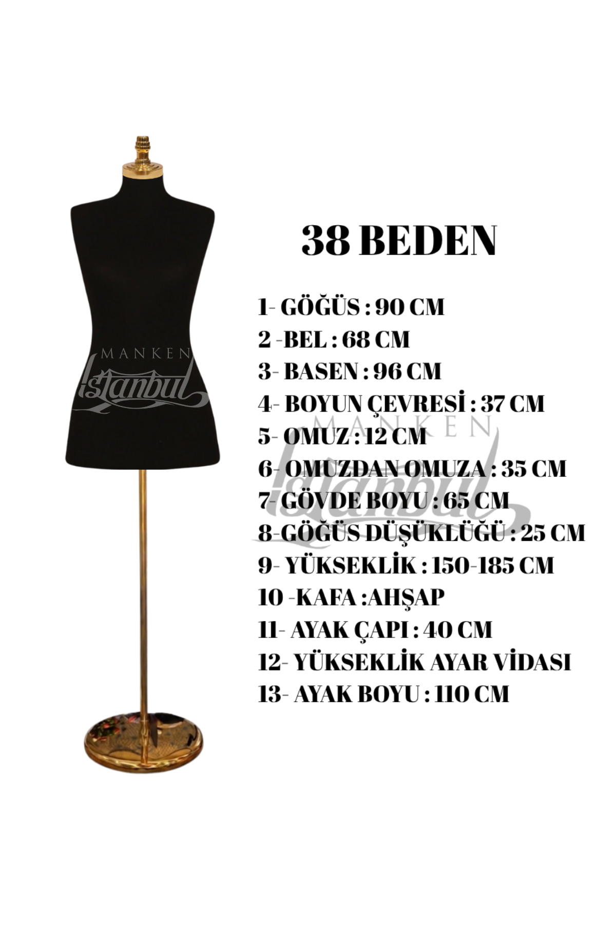 İğne Batabilen Terzi Mankeni 34-46 Arası 38 beden
