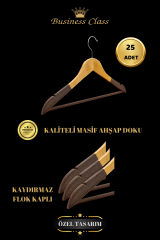 Business Class 5 Adet 44 Cm Kadife Ahşap Takım Elbise Ceket askısı 25 ADET