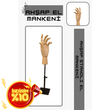 Siyah Yükseklik Ayarlı Eskiz Ahşap Model El Mankeni