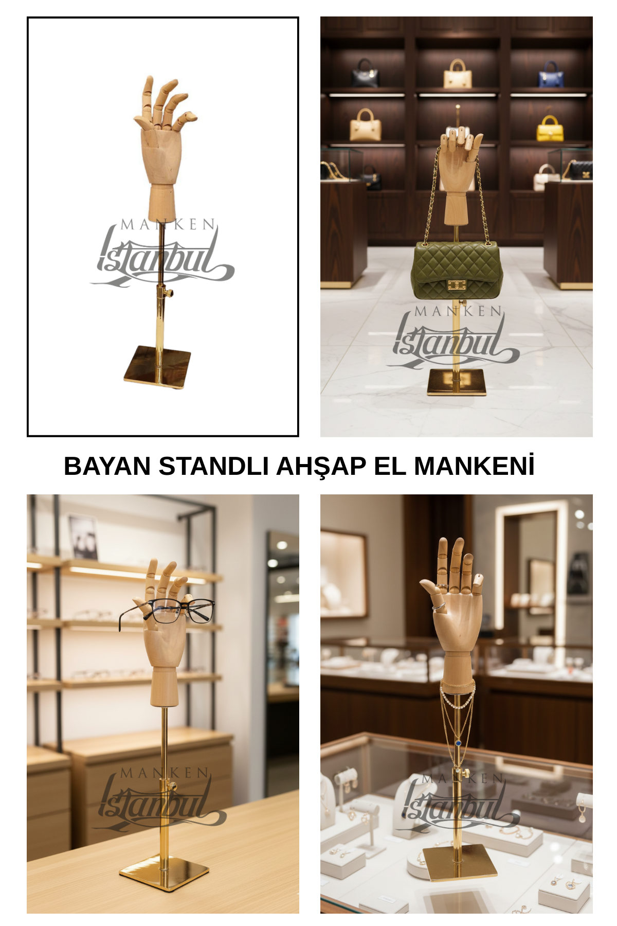 Gold Yükseklik Ayarlı Eskiz Ahşap Model El Mankeni