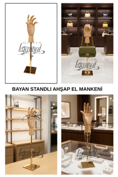 Gold Yükseklik Ayarlı Eskiz Ahşap Model El Mankeni