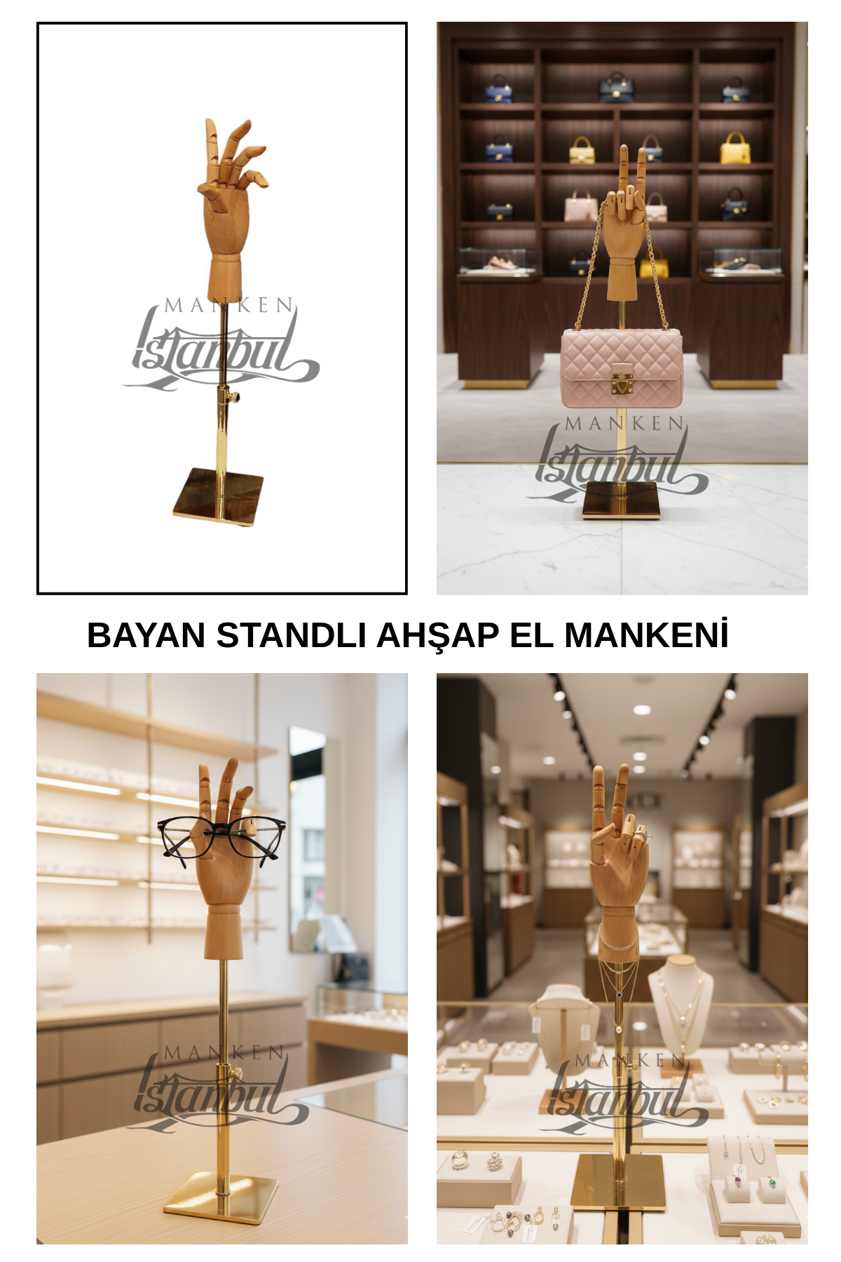 Gold Yükseklik Ayarlı Eskiz Ahşap Model El Mankeni