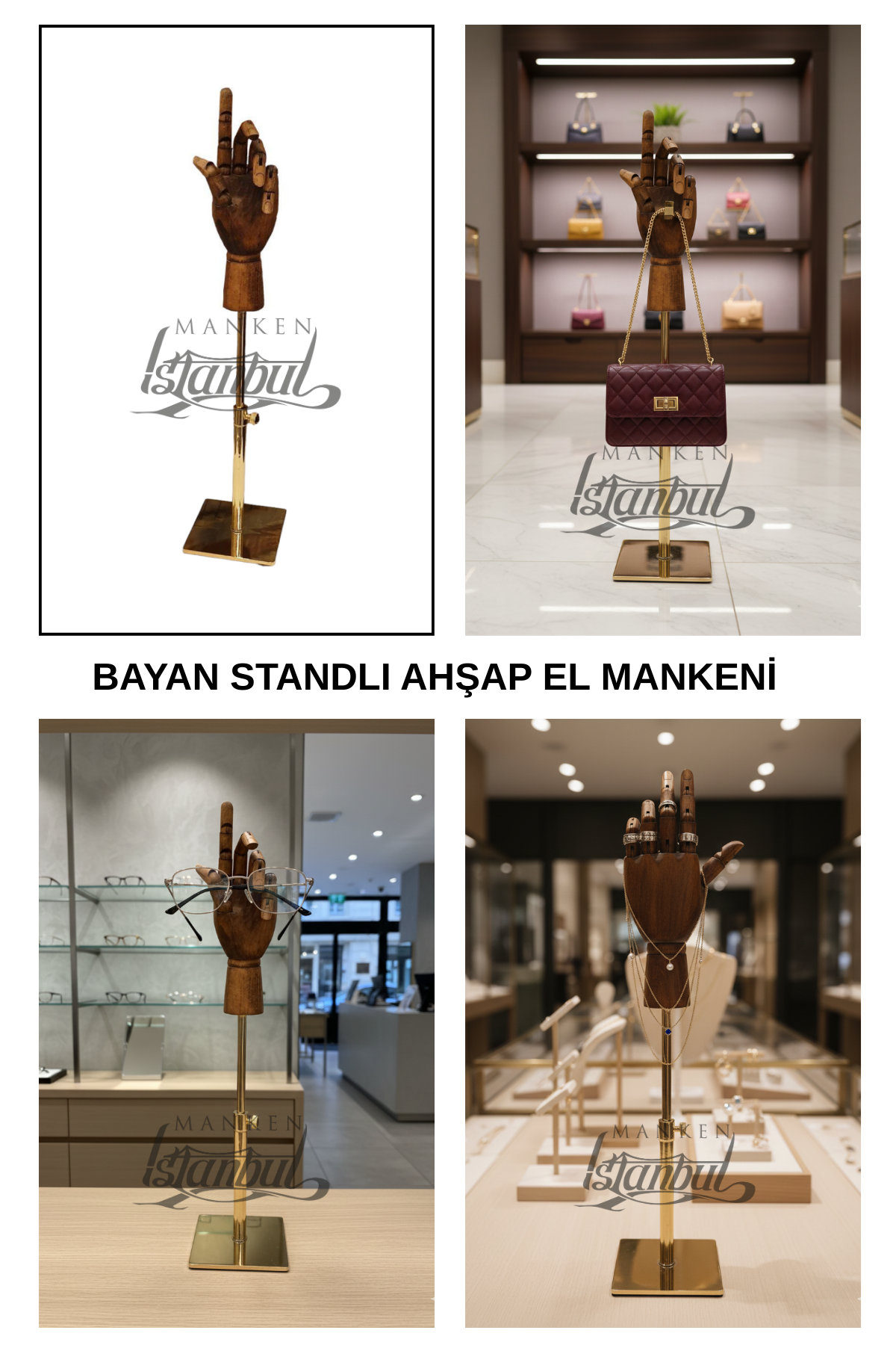 Gold Yükseklik Ayarlı Eskiz Ahşap Model El Mankeni