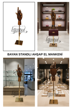 Gold Yükseklik Ayarlı Eskiz Ahşap Model El Mankeni
