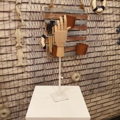 Beyaz Yükseklik Ayarlı Eskiz Ahşap Model El Mankeni