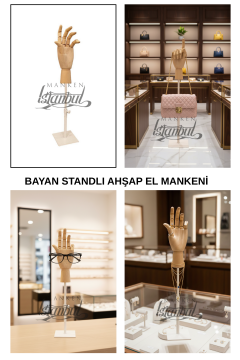 Beyaz Yükseklik Ayarlı Eskiz Ahşap Model El Mankeni