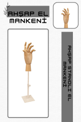 Beyaz Yükseklik Ayarlı Eskiz Ahşap Model El Mankeni