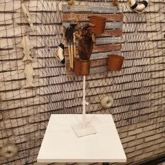 Beyaz Yükseklik Ayarlı Eskiz Ahşap Model El Mankeni