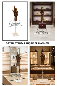 Beyaz Yükseklik Ayarlı Eskiz Ahşap Model El Mankeni