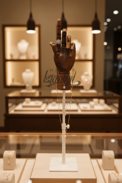 Beyaz Yükseklik Ayarlı Eskiz Ahşap Model El Mankeni