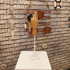 Beyaz Yükseklik Ayarlı Eskiz Ahşap Model El Mankeni