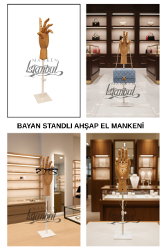 Beyaz Yükseklik Ayarlı Eskiz Ahşap Model El Mankeni