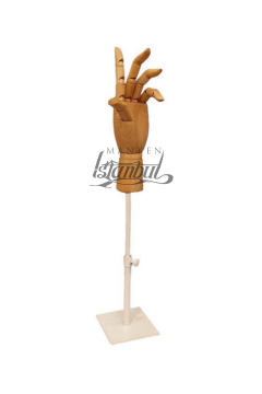 Beyaz Yükseklik Ayarlı Eskiz Ahşap Model El Mankeni