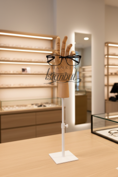 Beyaz Yükseklik Ayarlı Eskiz Ahşap Model El Mankeni