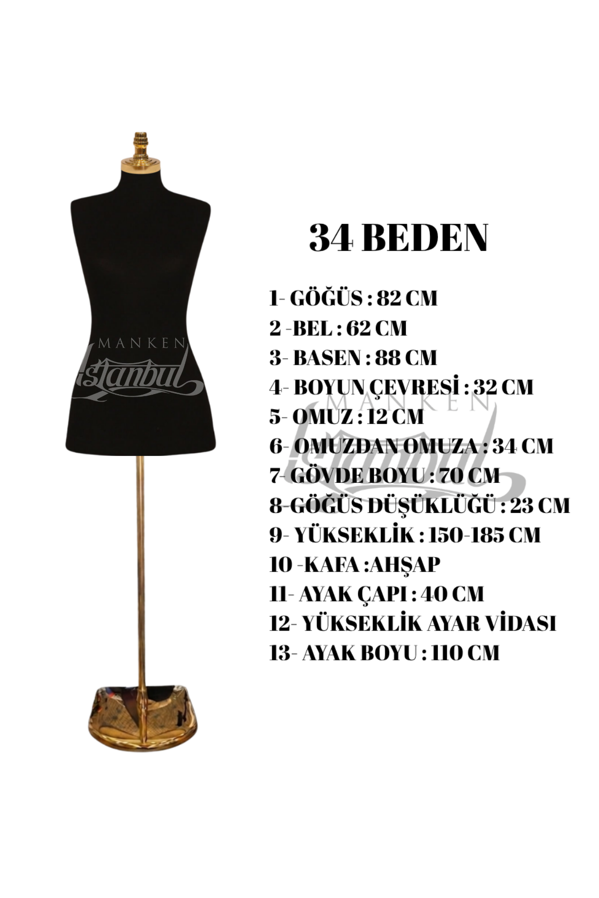 İğne Batabilen Terzi Mankeni 34-46 Arası 34 beden