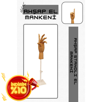 Beyaz Yükseklik Ayarlı Eskiz Ahşap Model El Mankeni