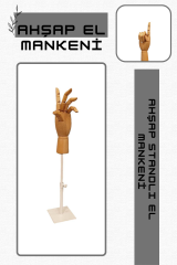 Beyaz Yükseklik Ayarlı Eskiz Ahşap Model El Mankeni