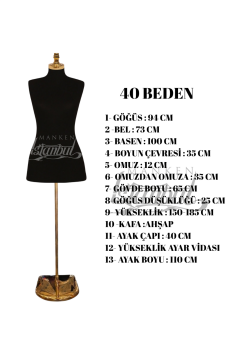 İğne Batabilen Terzi Mankeni 34-46 Arası 40 beden