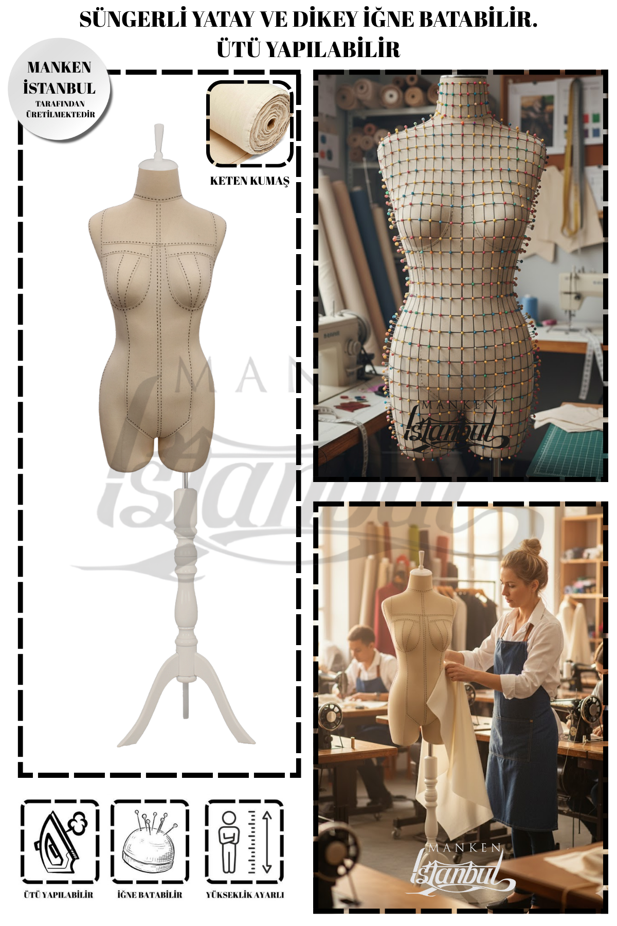 Profesyonel Paçalı 36 Beden Süngerli Dikişli Terzi Mankeni