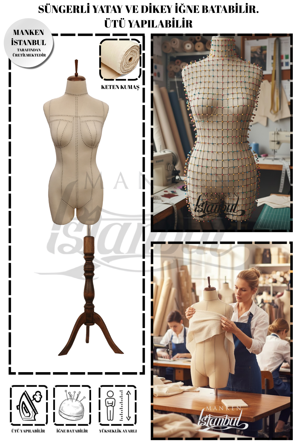 Profesyonel Paçalı 36 Beden Süngerli Dikişli Terzi Mankeni