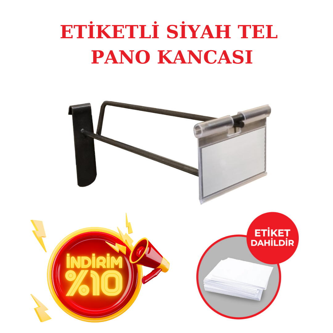 Etiketli Tel Pano Kancası Siyah