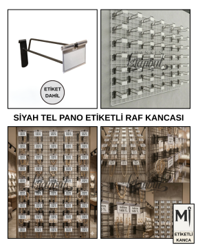 Etiketli Tel Pano Kancası Siyah