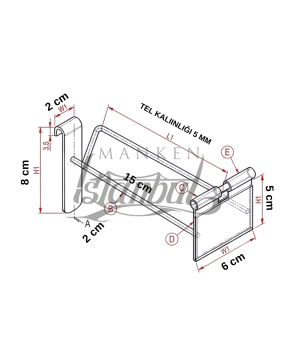 Etiketli Tel Pano Kancası Siyah