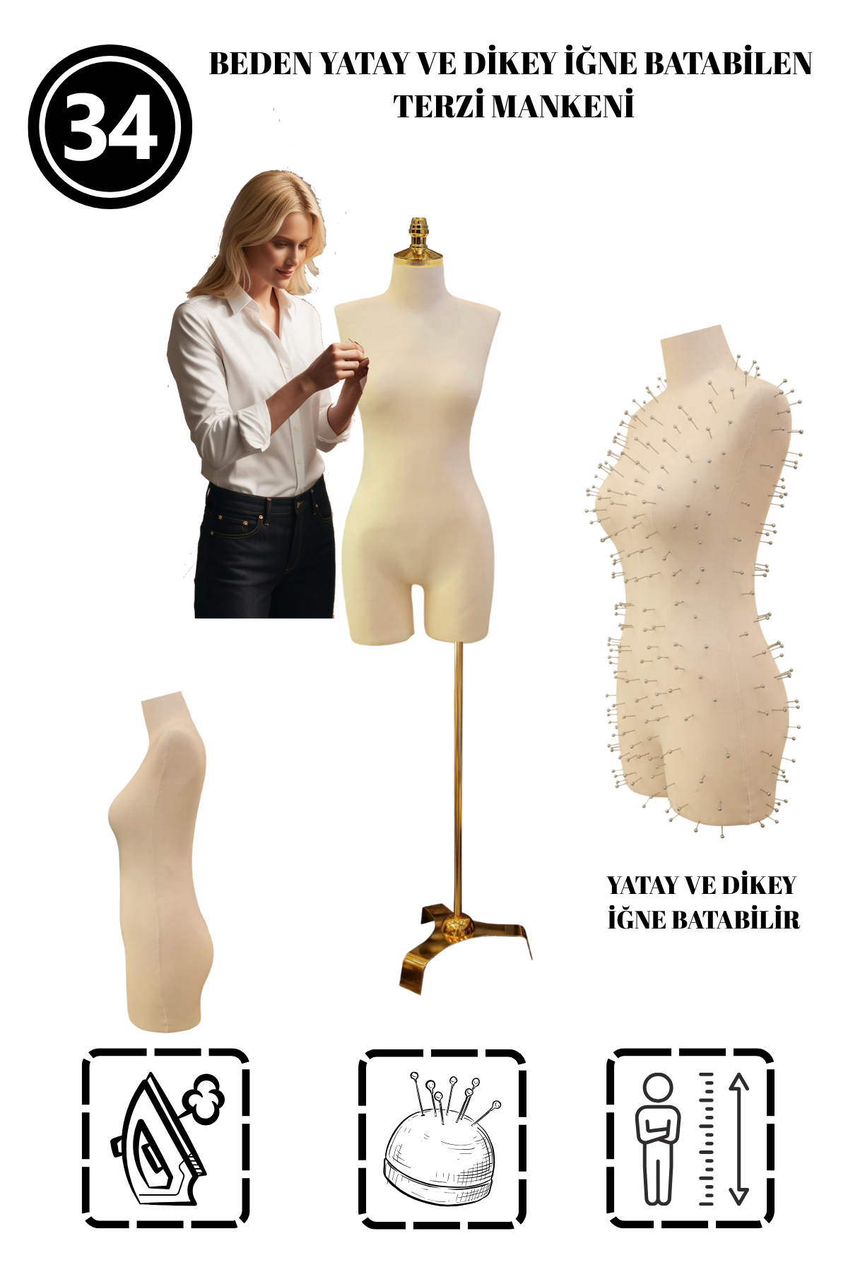 34 Beden Pantolon Giyebilen İğne Batabilen Terzi Mankeni