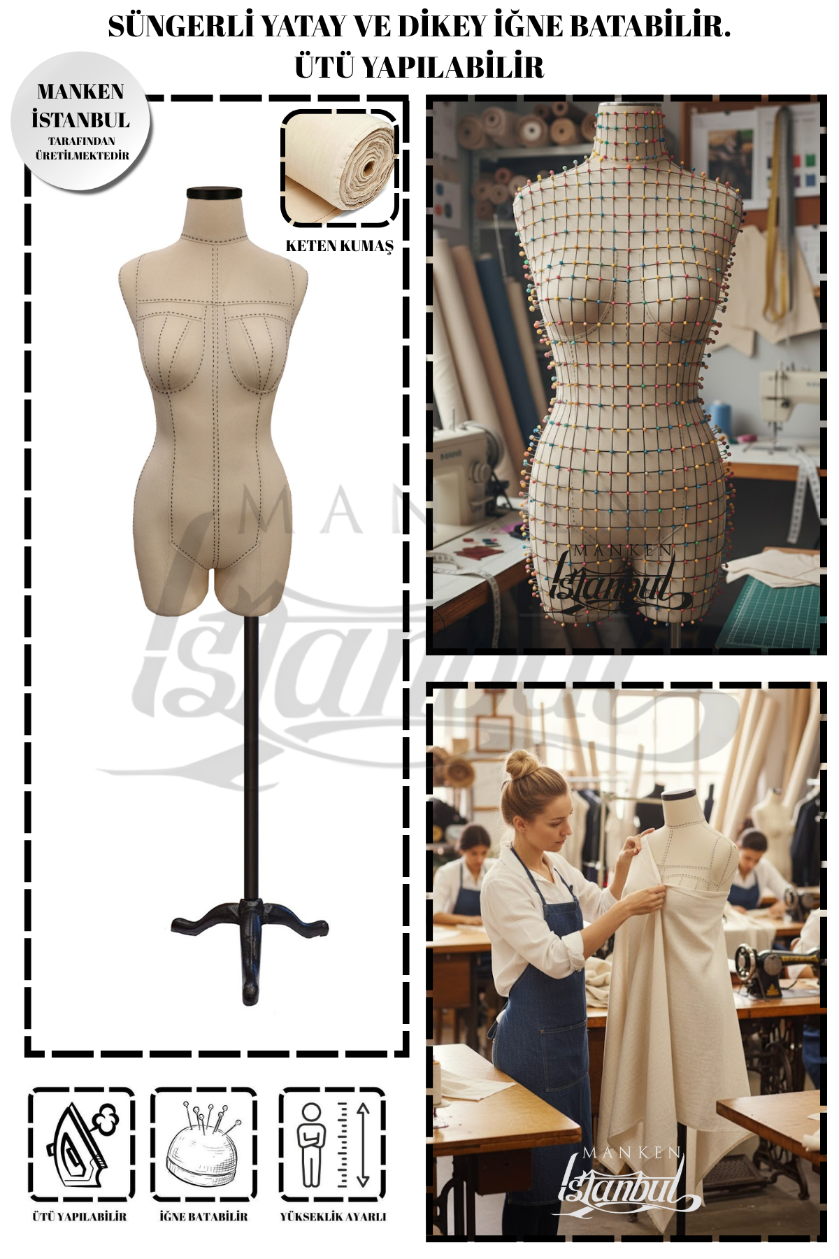 Profesyonel Paçalı 36 Beden Süngerli Dikişli Terzi Mankeni