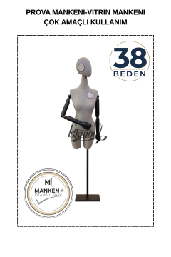 38 Beden Pantolon Giyebilen Ahşap Kollu Terzi Mankeni Vitrin Mankeni