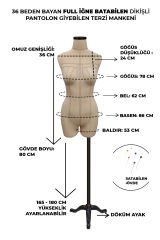 Profesyonel Paçalı 36 Beden Süngerli Dikişli Terzi Mankeni