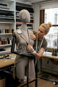 38 Beden Pantolon Giyebilen Ahşap Kollu Terzi Mankeni Vitrin Mankeni