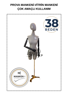 38 Beden Pantolon Giyebilen Ahşap Kollu Terzi Mankeni Vitrin Mankeni