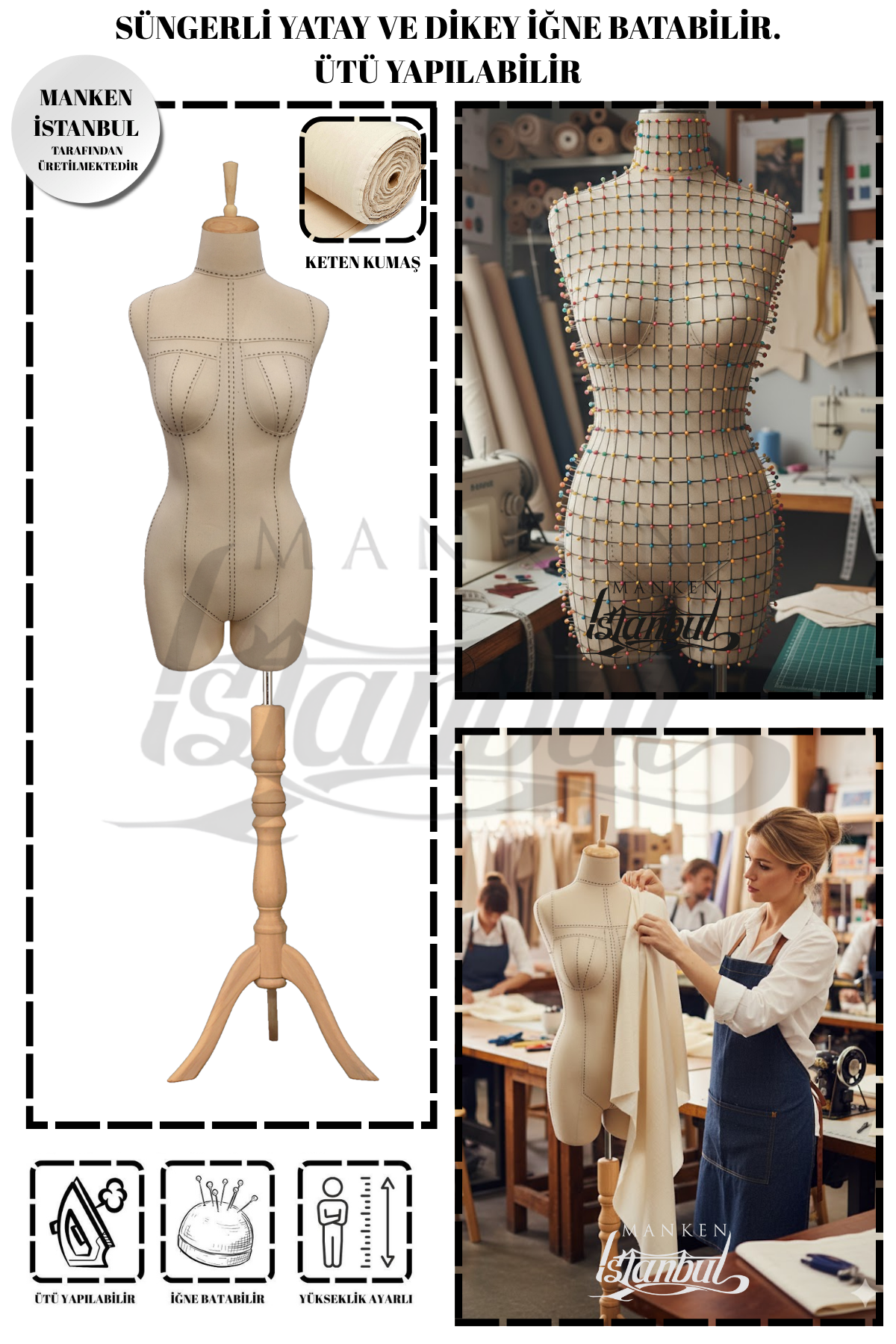 Profesyonel Paçalı 36 Beden Süngerli Dikişli Terzi Mankeni