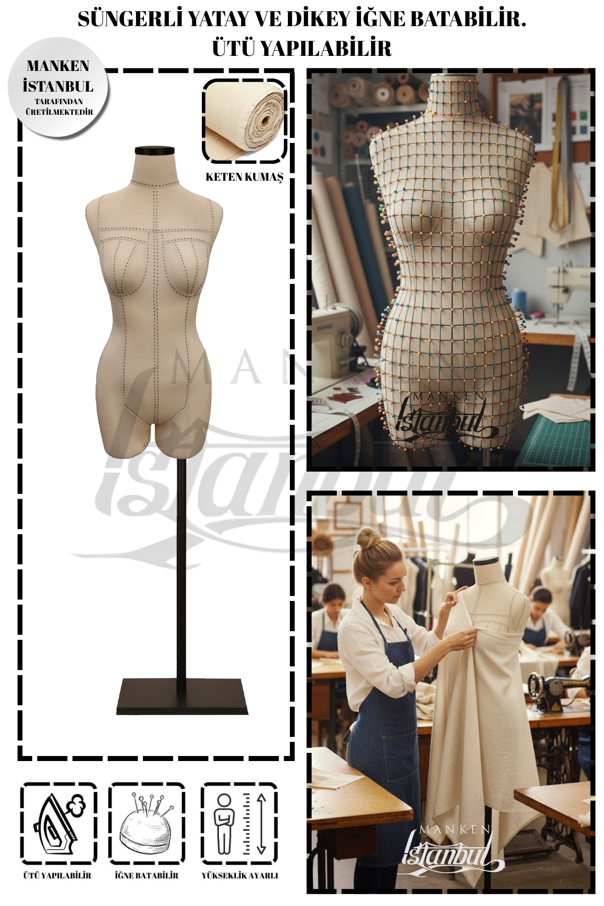 Profesyonel Paçalı 36 Beden Süngerli Dikişli Terzi Mankeni