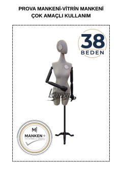 38 Beden Pantolon Giyebilen Ahşap Kollu Terzi Mankeni Vitrin Mankeni