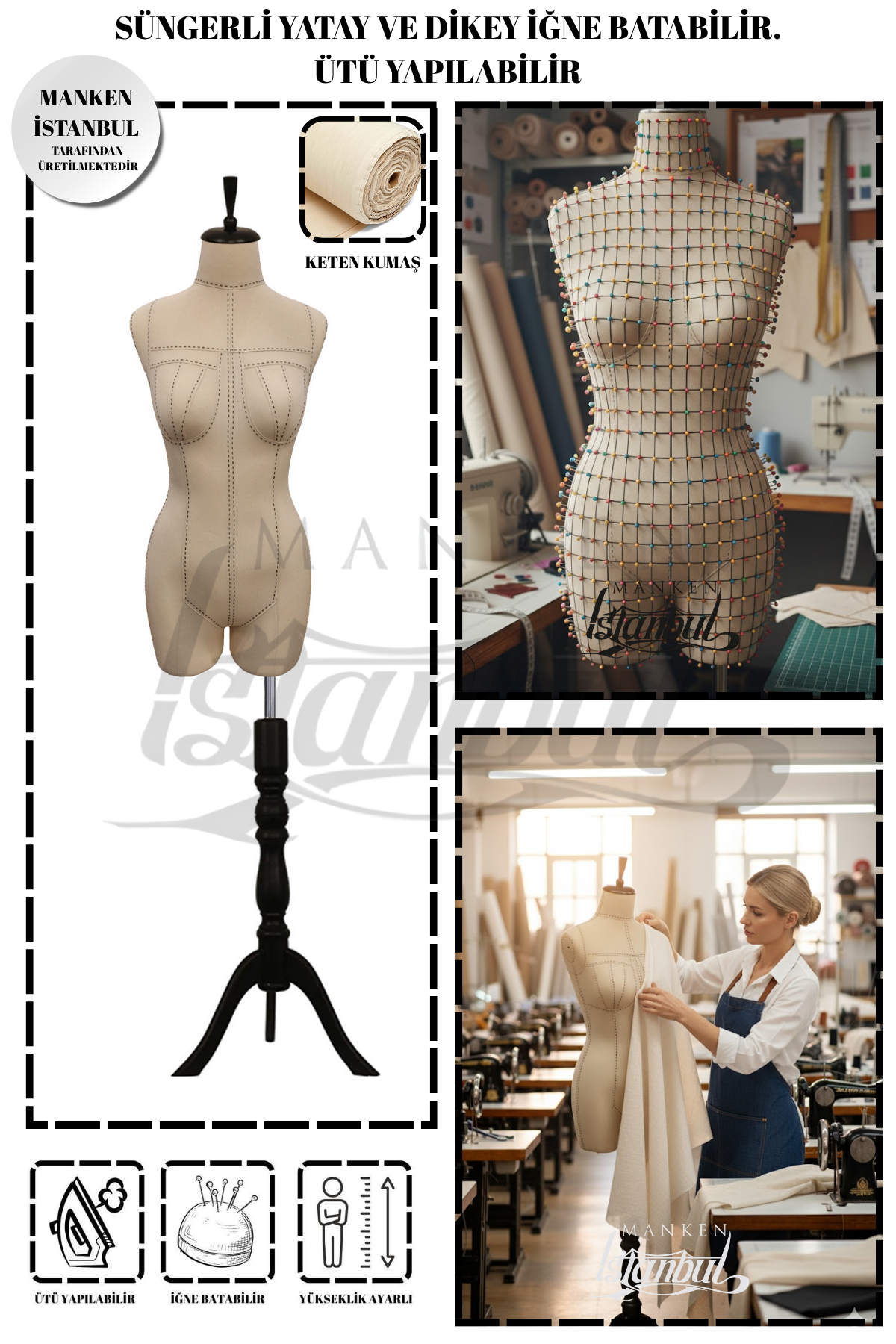 Profesyonel Paçalı 36 Beden Süngerli Dikişli Terzi Mankeni