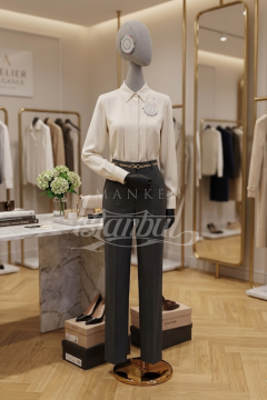 38 Beden Pantolon Giyebilen Ahşap Kollu Terzi Mankeni Vitrin Mankeni