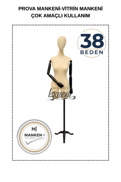 38 Beden Pantolon Giyebilen Ahşap Kollu Terzi Mankeni Vitrin Mankeni