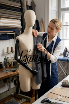 38 Beden Pantolon Giyebilen Ahşap Kollu Terzi Mankeni Vitrin Mankeni