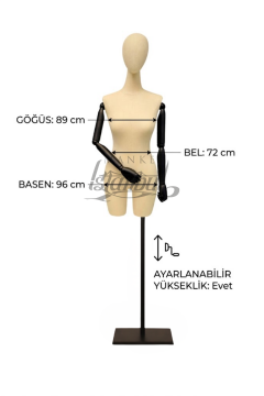 38 Beden Pantolon Giyebilen Ahşap Kollu Terzi Mankeni Vitrin Mankeni