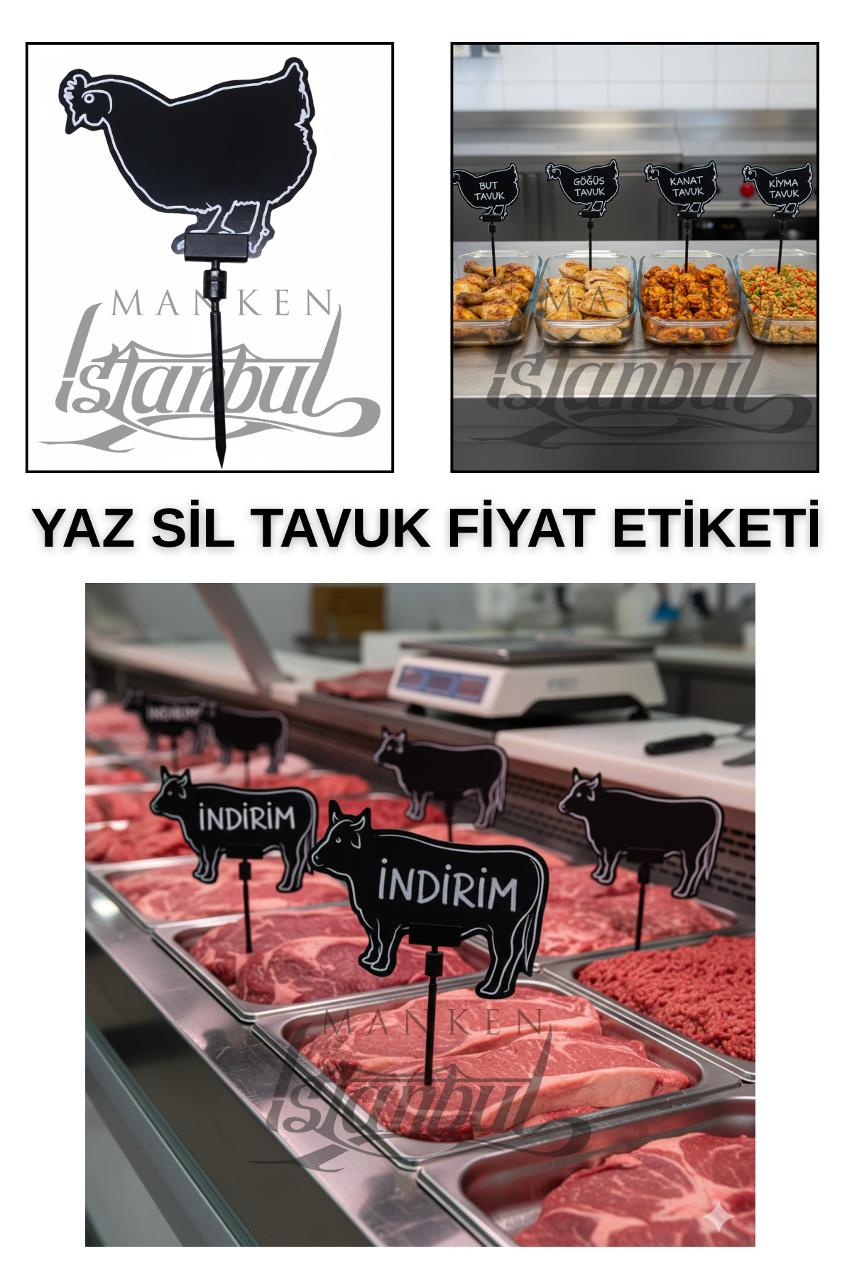 10 Adet Saplamalı Dana Kuzu Tavuk Keçi Balık Fiyat Etiketi
