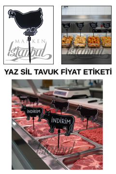 10 Adet Yaz Sil Mini Boy Saplamalı Dana Kuzu Tavuk Keçi Balık Fiyat Etiketi