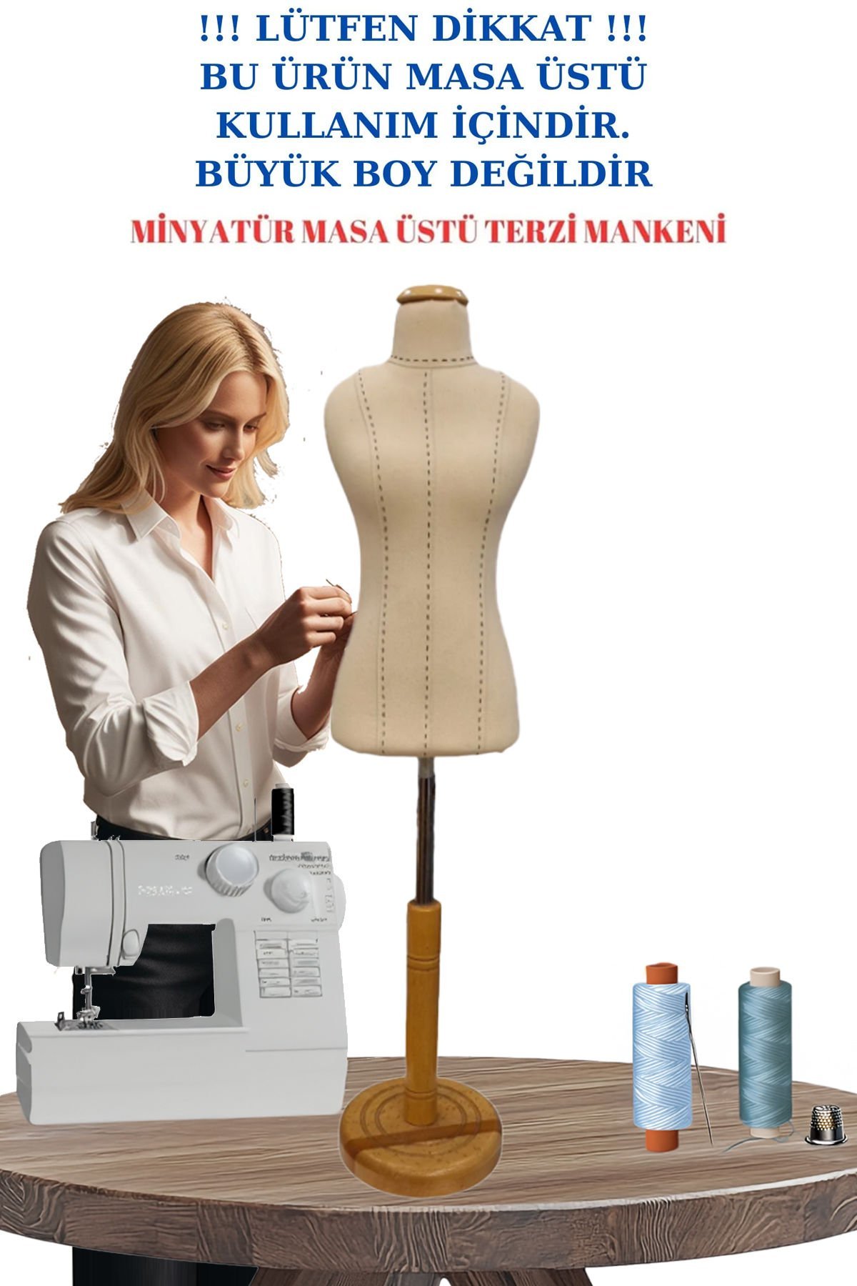 Özel Punto 1/2 50 Eşel Keten Kumaş Süngerli Minyatür Terzi Mankeni